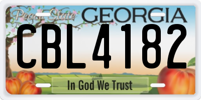 GA license plate CBL4182