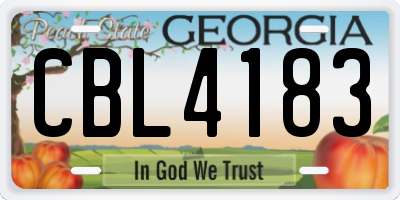 GA license plate CBL4183