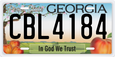 GA license plate CBL4184