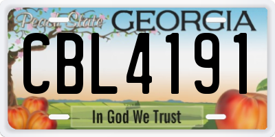 GA license plate CBL4191