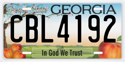 GA license plate CBL4192