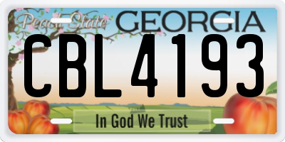 GA license plate CBL4193