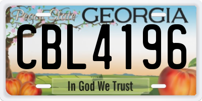 GA license plate CBL4196