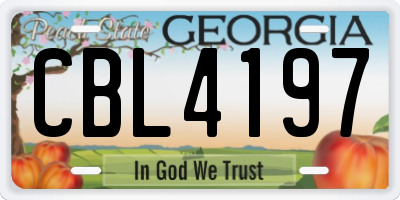 GA license plate CBL4197