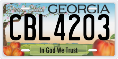 GA license plate CBL4203