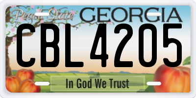 GA license plate CBL4205