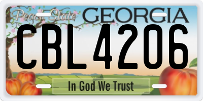 GA license plate CBL4206