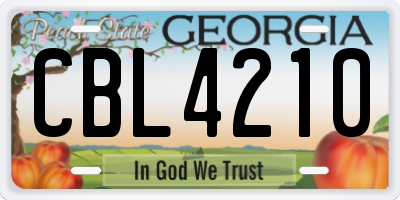 GA license plate CBL4210