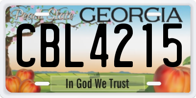 GA license plate CBL4215