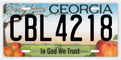 GA license plate CBL4218