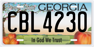 GA license plate CBL4230