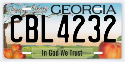 GA license plate CBL4232