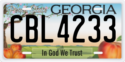 GA license plate CBL4233