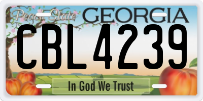 GA license plate CBL4239