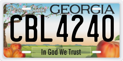 GA license plate CBL4240