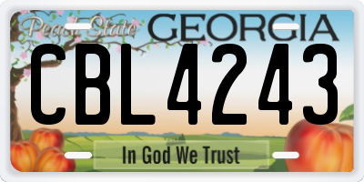 GA license plate CBL4243