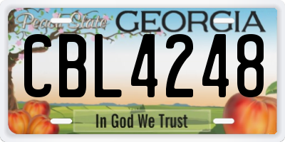 GA license plate CBL4248