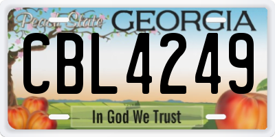 GA license plate CBL4249