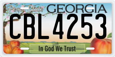 GA license plate CBL4253
