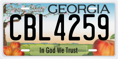 GA license plate CBL4259