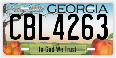 GA license plate CBL4263
