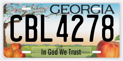 GA license plate CBL4278