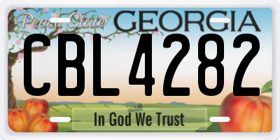 GA license plate CBL4282