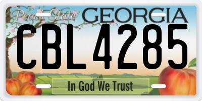 GA license plate CBL4285