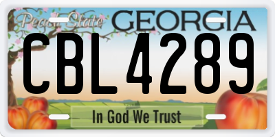 GA license plate CBL4289