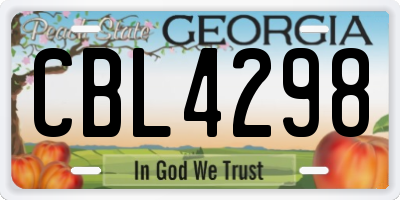 GA license plate CBL4298