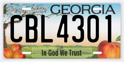 GA license plate CBL4301