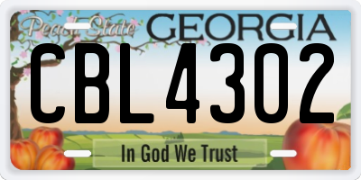GA license plate CBL4302