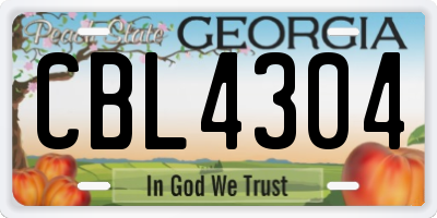 GA license plate CBL4304