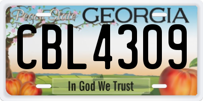 GA license plate CBL4309