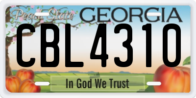 GA license plate CBL4310