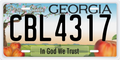 GA license plate CBL4317