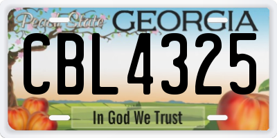 GA license plate CBL4325