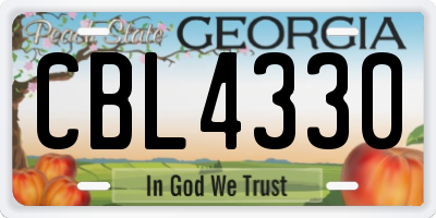 GA license plate CBL4330