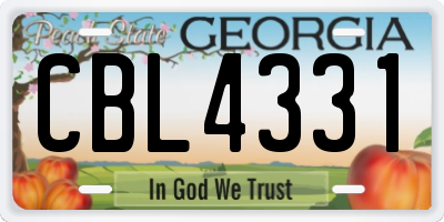 GA license plate CBL4331