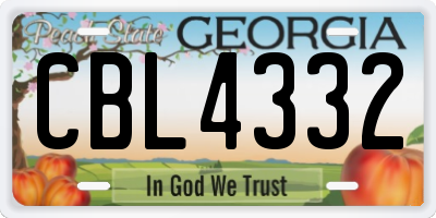 GA license plate CBL4332