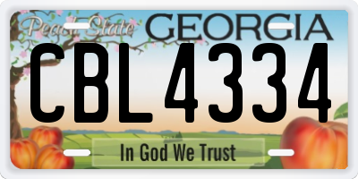GA license plate CBL4334