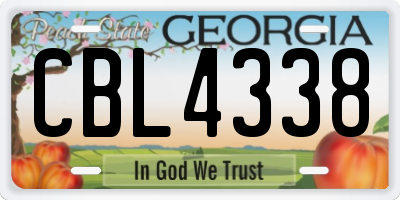 GA license plate CBL4338