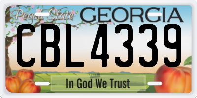 GA license plate CBL4339