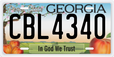 GA license plate CBL4340