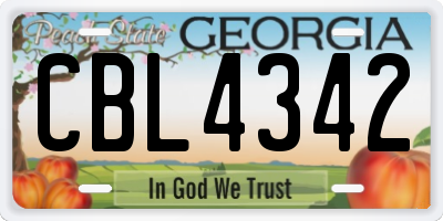 GA license plate CBL4342