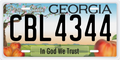 GA license plate CBL4344