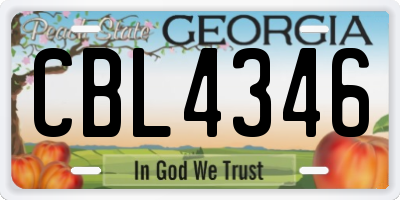 GA license plate CBL4346