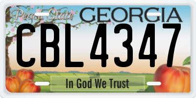 GA license plate CBL4347