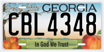 GA license plate CBL4348