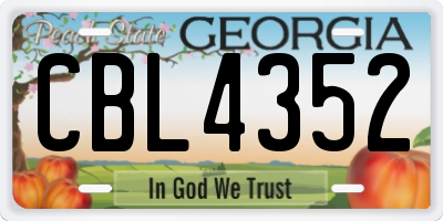 GA license plate CBL4352